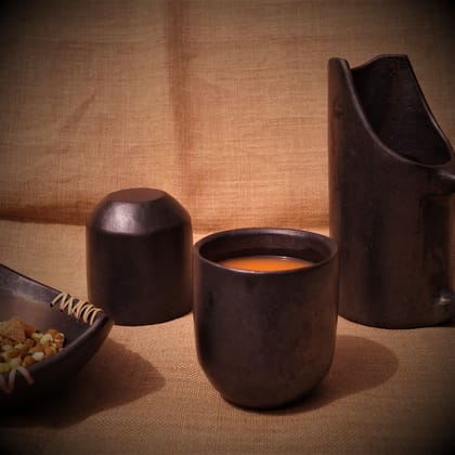 Longpi Black Pottery Tumblers Large Set of 2 Longpi Black Pottery Tumblers Large Set of 2