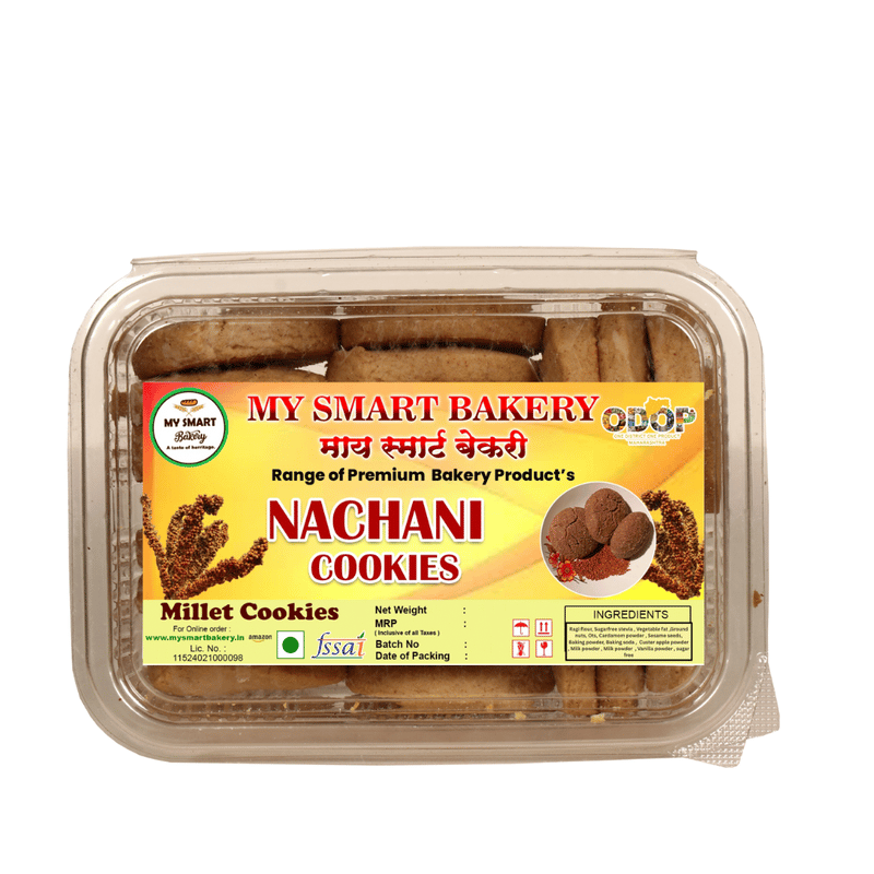 My Smart Bakery Sugar-Free Nachani Millet Cookies (400g) | Wholesome & Nutritious Tea-Time Snack | Healthy Treats