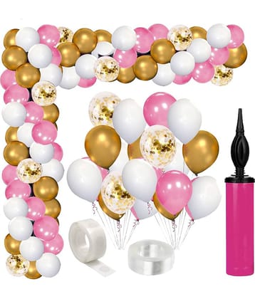 Zyozi   Pink Balloon Arch Garland Kit,113 pcs Pieces White Pink Gold and Gold Confetti Latex Balloons for Baby Shower Wedding Birthday Graduation Anniversary Bachelorette Party Background Decorations