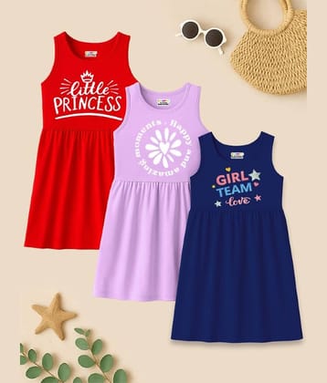 Kuchipoo Cotton Blend Dress For Girls ( Pack of 3 , Multicolor 5 )