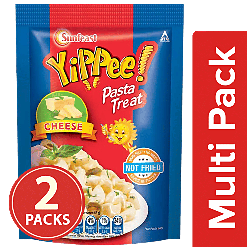 Sunfeast YiPPee! Pasta Treat - Cheesy & Soft Suji/Rawa Pasta, Cheese, 2x65 g Multipack