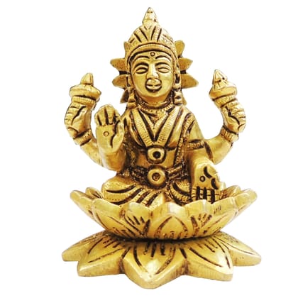 Handcrafted Brass Laxmi Murti for Mandir & Wealth, Height : 3.5 Inch (BSMAS1874 L)