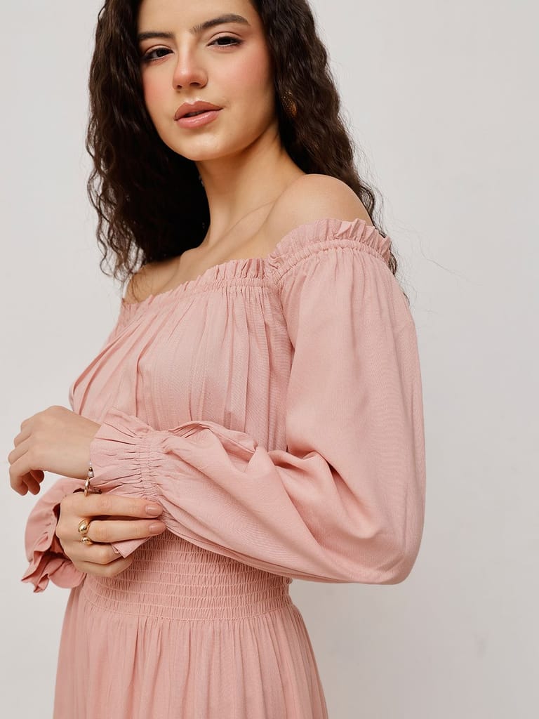 Smocked Maxi Summer Dress Pink