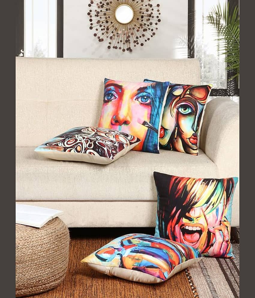 BELLA TRUE - Set of 5 Cushion Covers Abstract Themed