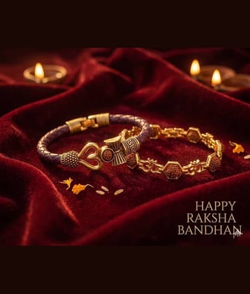 SONI DESIGNS Religious 2 Bracelet Rakhi ( Pack of 1 , Gold )