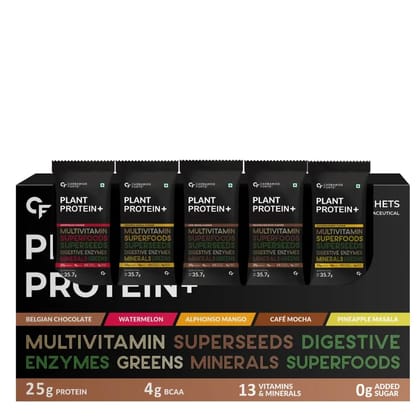 Carbamide Forte Plant Protein Powder |  5 Flavors Plant Protein Powder For Men - Pack Of 20