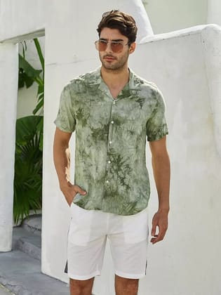 "Verdant Whimsy: Green Printed Designing Stylish Shirt by GlamaStitch"-S