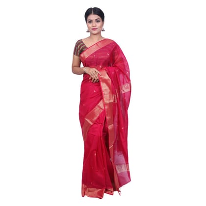 HANDLOOM MAHESHWARI TRADITIONAL SAREE WITH BLOUSE (SKU - 3G0202010422 SAREE- 120)