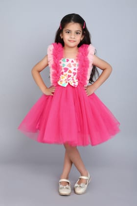Heart and Ruffle Party Dress -Coral-2-3Y / Coral