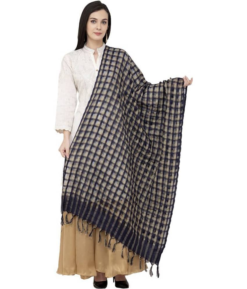 A R Silk Blue Cotton Hand Painted Dupatta