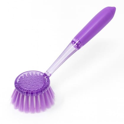 Purple Round-Head Kitchen Sink Handy Scrubber Brush � 6-Inch Handle � Durable Nylon Bristles � Multipurpose Cleaning Tool for Dishes, Tiles & Bathroom � Wash Basin Nylon Bristles Brush