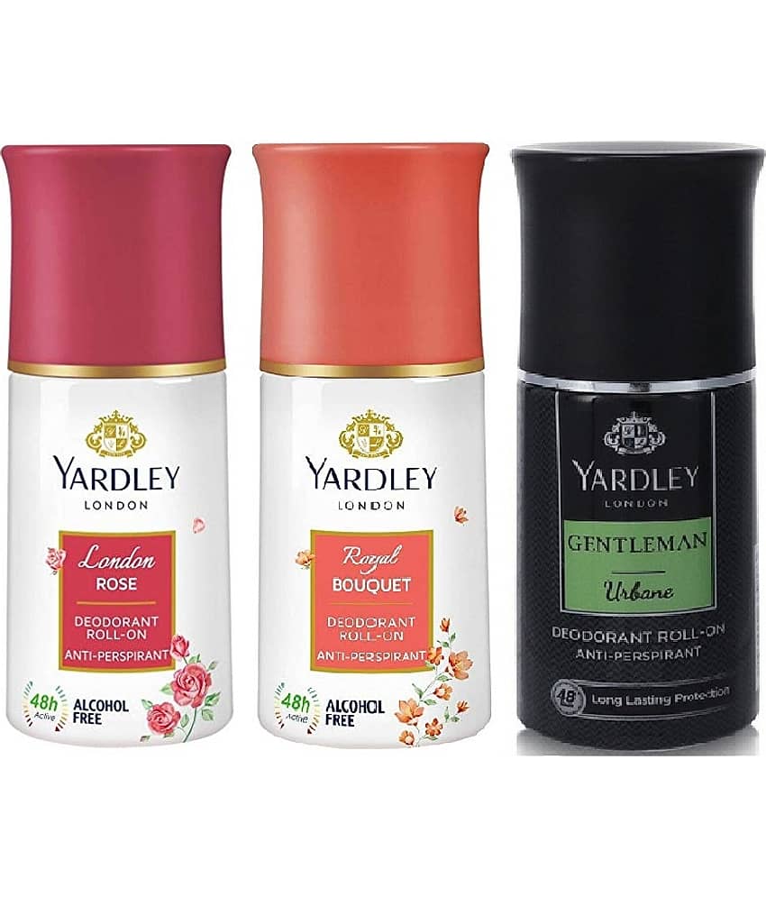 Yardley London - LONDON ROSE,ROYAL BOUQUET & URBAN Deodorant Spray for Men,Women 150 ml ( Pack of 3 )