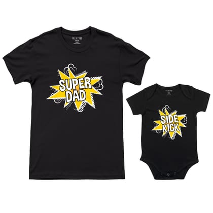 Super Dad and Side Kick-Black / S / Half Romper