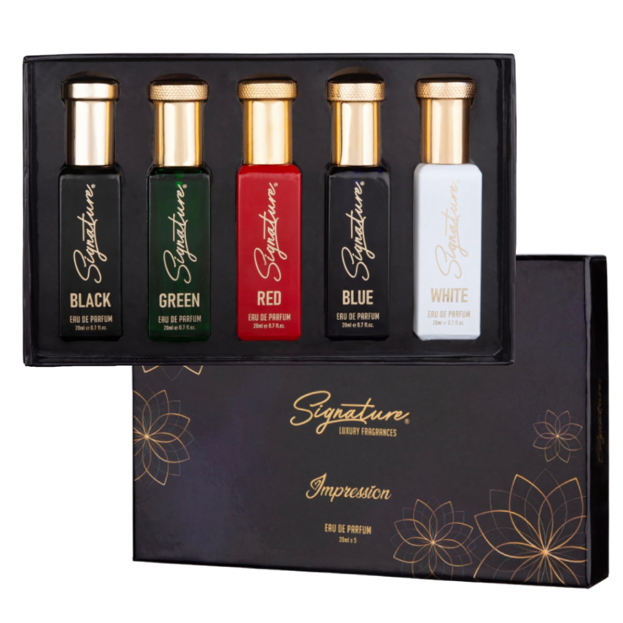 Signature Luxury Unisex Impression Perfume Gift Set | 5 x 20 ml Eau De Parfum | Long Lasting Fragrance | Monday to Friday Office Wear Combo | Ideal Corporate & Premium Gift