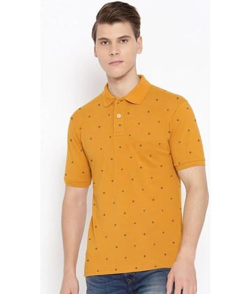 Merriment Pack of 1 Cotton Blend Regular Fit Printed Half Sleeves Men's Polo T Shirt ( Mustard )