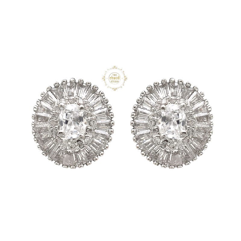 Sparkling Silver Glamour Classic Earring-White Zircon