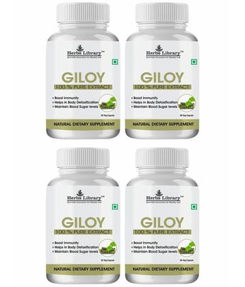 Herbs Library Giloy Immunity Booster, 60 Capsules Each (Pack of 4)