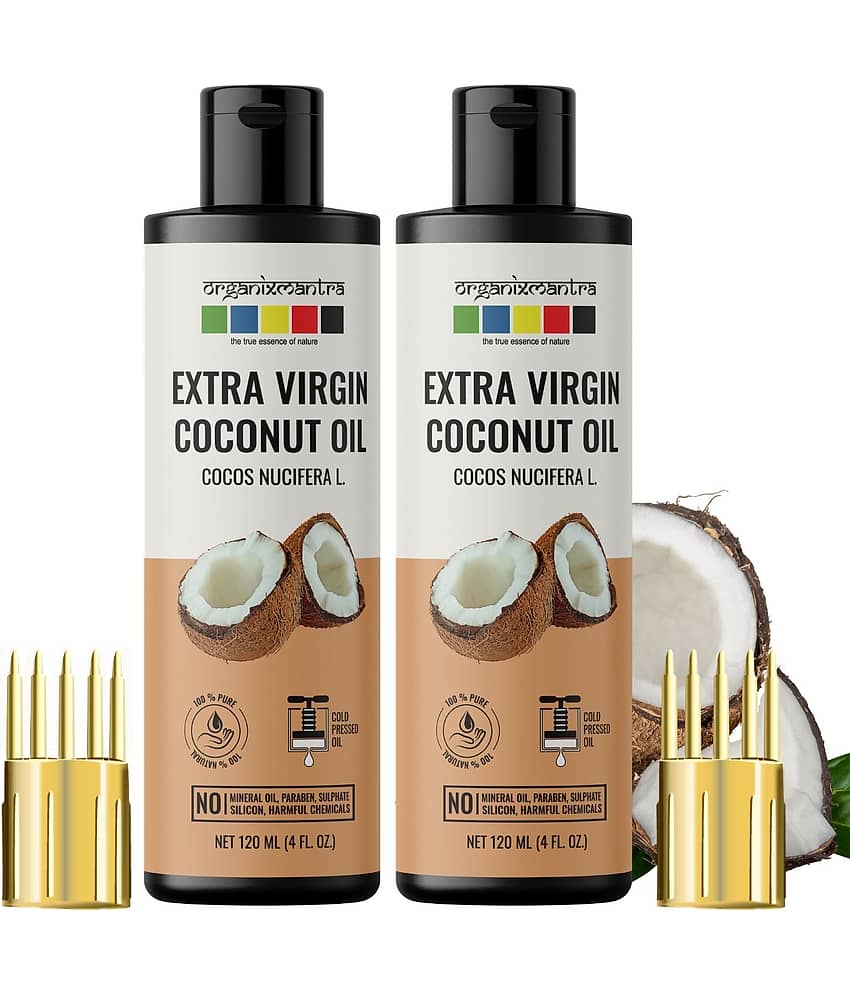 Organix Mantra Extra Virgin Coconut Oil, Cold Pressed Organic Oil, 120ML x 2
