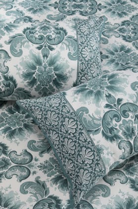 Classic Damask Cotton Bedsheet-Double - 108 X 108 in / Green / Green