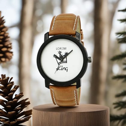 LOREM White & Black King Analog Watch for Men LR18-UF