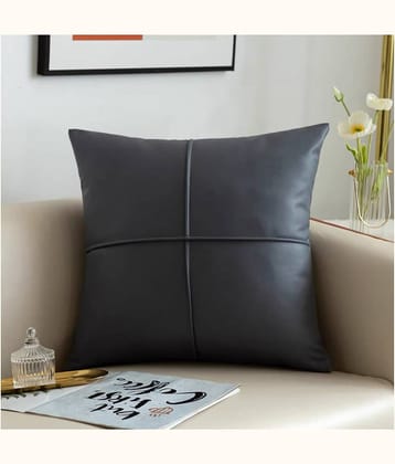 TESMEZY Set of 1 Leather Solid Square Cushion Cover (45X45)cm - Dark Grey
