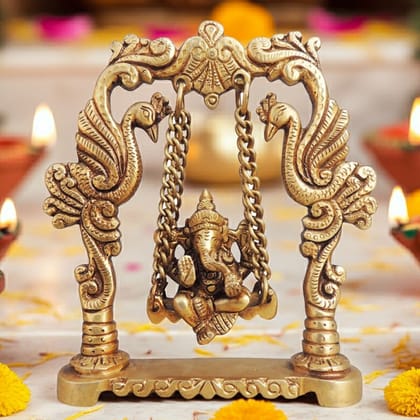Brass Showpiece Ganesh Jhula God Idol Statue (BSMAS1038 A)