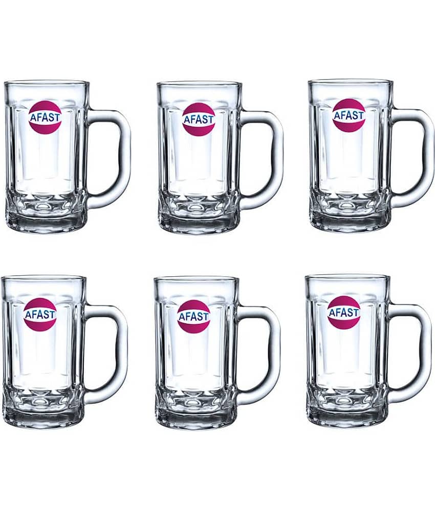 Somil Beer Mug Glasses Set,  400 ML - (Pack Of 6)