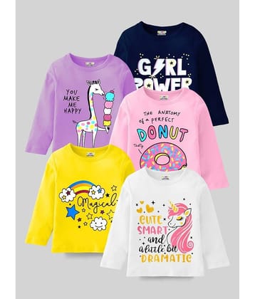 Kuchipoo Pack of 5 Girls Cotton Blend T-Shirt ( Multicolor4 )