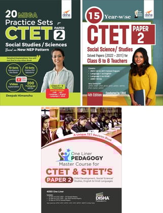 Combo (set of 3 Books) CTET Paper 2 Social Studies & Science - One Liner Pedagogy Master Course with Past 15 Year-wise Solved Papers & 20 Practice Sets - 2nd Edition | Central Teaching Eligibilit