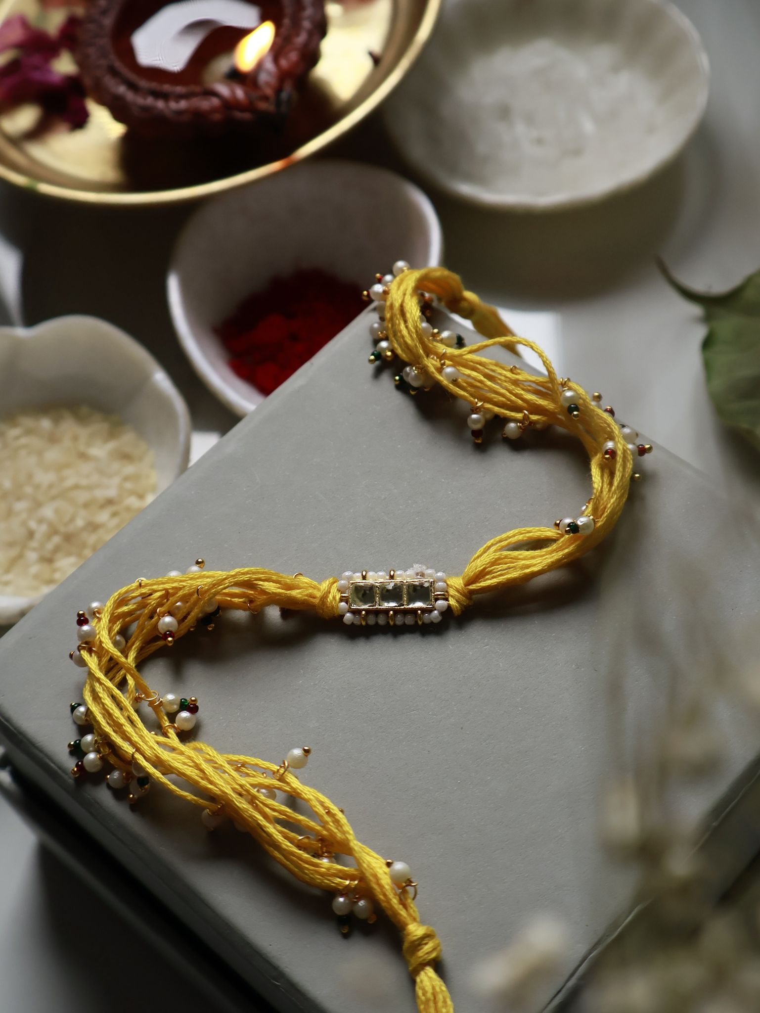 Yuan Kundan Rakhi-Yellow