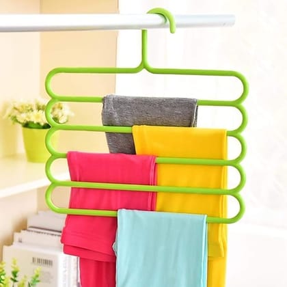 SMARTCAM Plastic Multi-Purpose 5 Layer Clothes Hanger Wardrobe Storage Organizer, Multicolored ,Set of 1