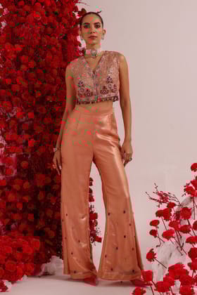 Ratan peach co-ord set-XS