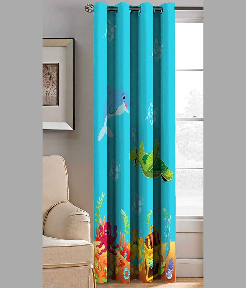 BELLA TRUE Abstract Printed Semi-Transparent Eyelet Curtain 7 ft ( Pack of 1 ) - Multicolor