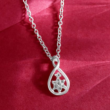 Silver Zircon Pear Necklace