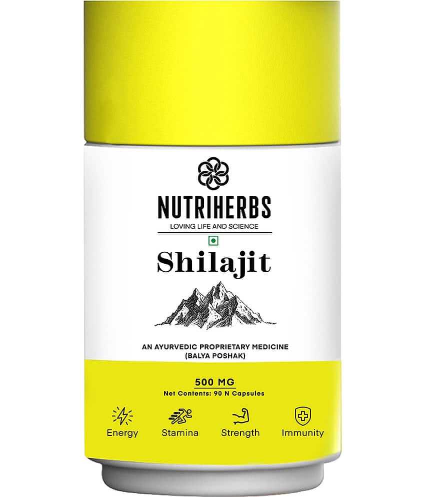 Nutriherbs Pure Shilajit/Shilajeet Extract 500mg - 90 Veg Capsules | For Stamina, Enhanced Performance & Muscle Growth
