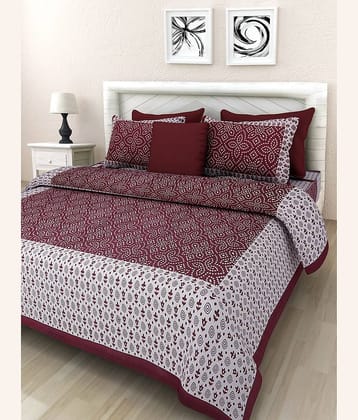 HandiCave Cotton Double Bedsheet ( Red )