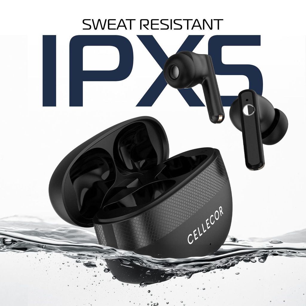 Cellecor BroPods C105 Tune TWS |45H Playtime, ENC, 5.3v, IPX5, 50ms Low Latency Gaming Bluetooth-Black