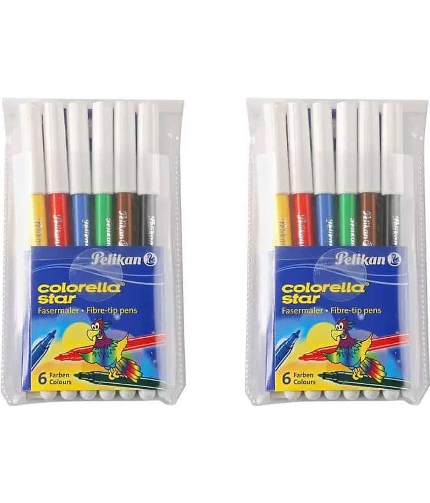 COLORELLA STAR FIBRE TIP PENS WALLET  6`S PACK OF 3