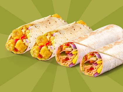 2 Crispy Potato Wrap + 2 Habanero Burrito Veg @ 75 Each