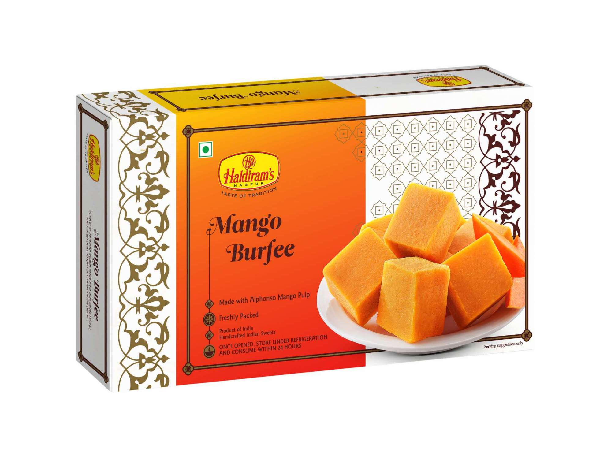 Haldiram's Mango burfee Packed Sweets - 250 Gm - Pack of 2