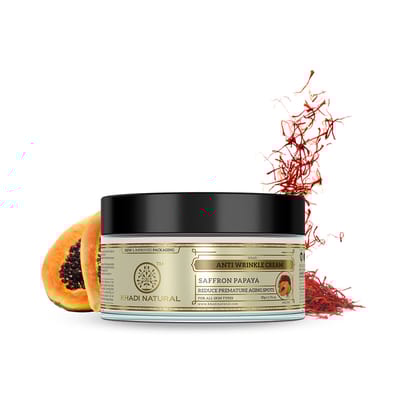 Khadi Natural Saffron & Papaya Anti Wrinkle Cream - 50gm Khadi Natural Saffron & Papaya Anti Wrinkle Cream - 50gm
