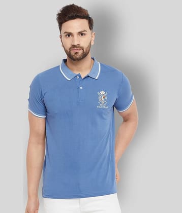 The Million Club Pack of 1 Cotton Blend Regular Fit Solid Half Sleeves Men's Polo T Shirt ( Blue )