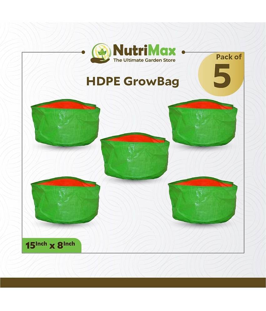 Nutrimax 200 GSM HDPE Grow Bags 15 inch x 8 inch Pack of 5 Outdoor Plant Bag