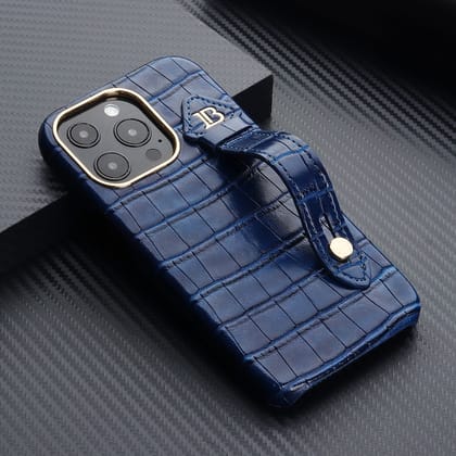 Blue Croco Pattern Leather Luxury Case-iPhone 12 Pro Max