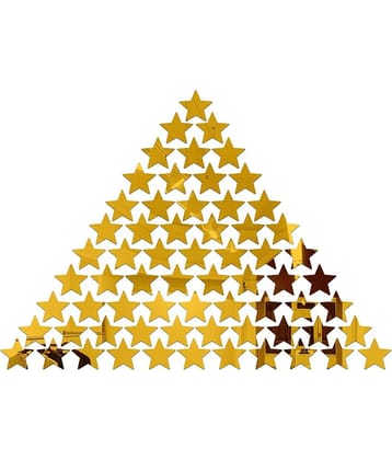 Asmi Collection Beautiful Self Adhesive Acrylic Mirror 50 Stars Wall Sticker ( 60 x 60 cms )