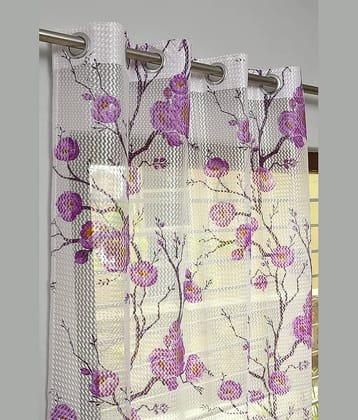Sai Arpan Floral Printed Transparent Eyelet Curtain 5 ft ( Pack of 1 ) - Multicolor