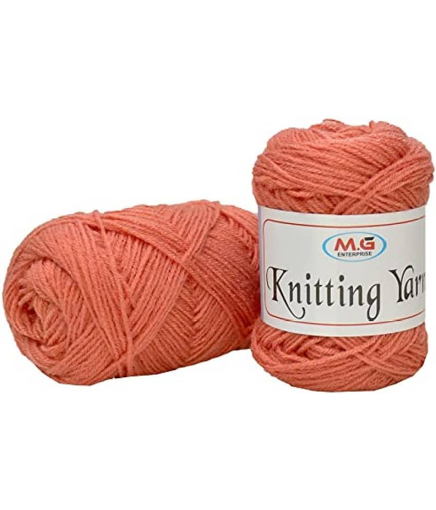 M.G ENTERPRISE 100% Acrylic Wool Salmon 150 GMS Wool Ball Hand Knitting Wool/Art Craft Soft Fingering Crochet Hook Yarn, Needle Knitting Yarn Thread Dyed- Art-AGH