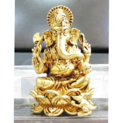 Brass Ganesh Ji Statue for Home Mandir & Pooja, Height : 2 Inch (BSMAS1894 G)