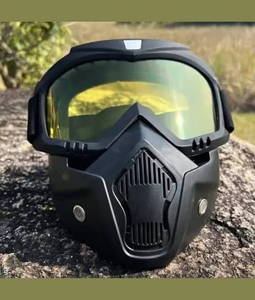 Anti Scratch Goggle Bike Mask, UV Protective Open Face & Eyewear Windproof Dirt Shield Adjustable Strap Soft Foam Padded Detachable for Cycling Bike Off Road Racing Riding Unisex