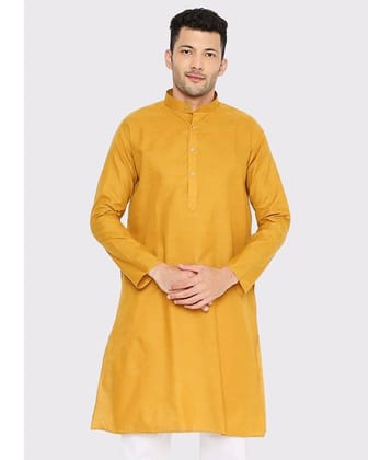 Maharaja - Yellow Cotton Blend Men's Regular Kurta ( Pack of 1 )